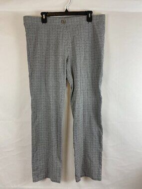 Betabrand Pull On Pants XXL Gray Blue Purple Windowpane Plaid Faux Pockets